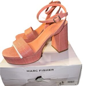 New Marc Fisher 4in. Heel Strap Sandals Women's Size 10 M - Salmon Peachy Orange